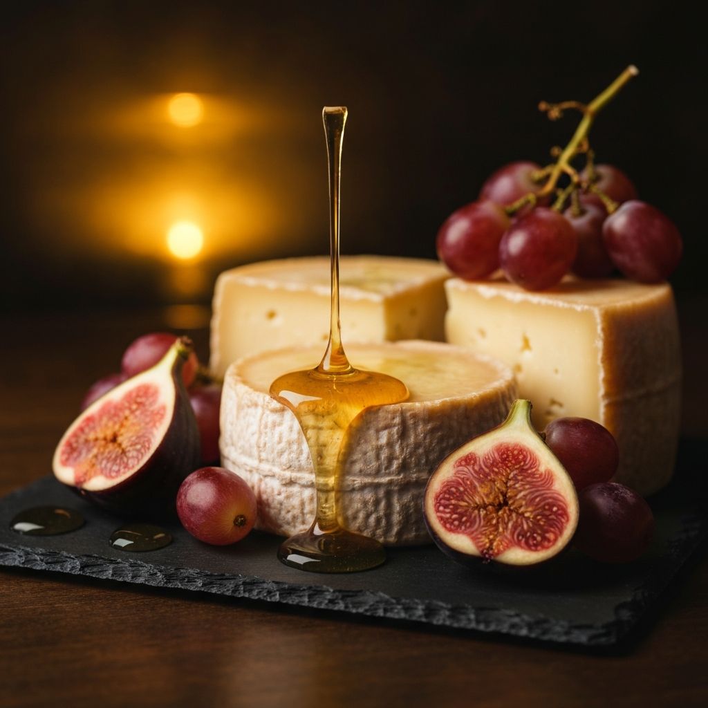 Artisan cheese with honey and figs