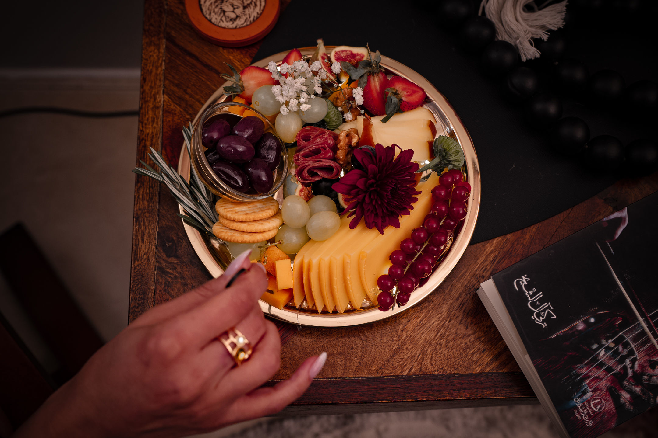 Luxury curated cheese platter with artisan cheeses
